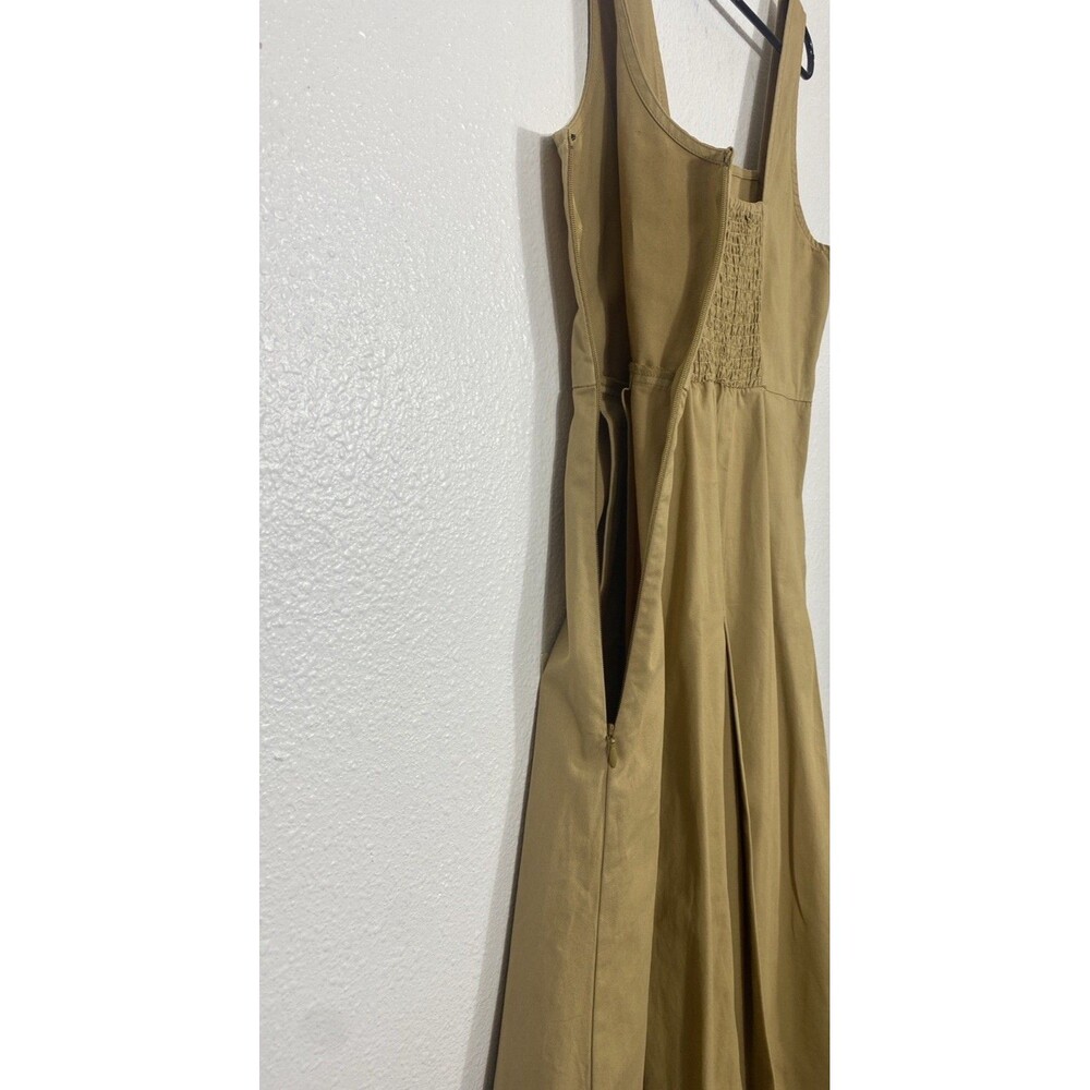 J.CREW Beige Pleated Smocked Square Neck A-Line Cotton Knee Dress Size 10 - Picture 10 of 15